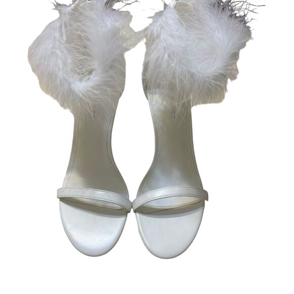 Marc Fisher Genivy Feather Cuff Sandals 7.5M Open Toe Stiletto Heels Zip Sexy - Picture 2 of 10